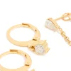 Waterproof Gold Plated Stainless Steel Cubic Zirconia Pavé Earrings Stacking Pack
