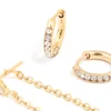 Waterproof Gold Plated Stainless Steel Cubic Zirconia Pavé Earrings Stacking Pack