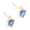 Waterproof Gold Plated Stainless Steel Cubic Zirconia Duo September Birthstone Stud Earrings