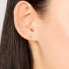 Waterproof Gold Plated Stainless Steel Cubic Zirconia Duo February Birthstone Stud Earrings