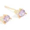 Waterproof Gold Plated Stainless Steel Cubic Zirconia Duo February Birthstone Stud Earrings