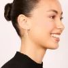 Waterproof Gold Plated Stainless Steel Pink Enamel Cubic Zirconia Charm Huggie Earrings