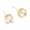 Mens Waterproof Gold Plated Stainless Steel Small Round Cubic Zirconia Stud Earrings