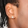 Mens Waterproof Gold Plated Stainless Steel Small Round Cubic Zirconia Stud Earrings