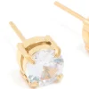 Mens Waterproof Gold Plated Stainless Steel Small Round Cubic Zirconia Stud Earrings