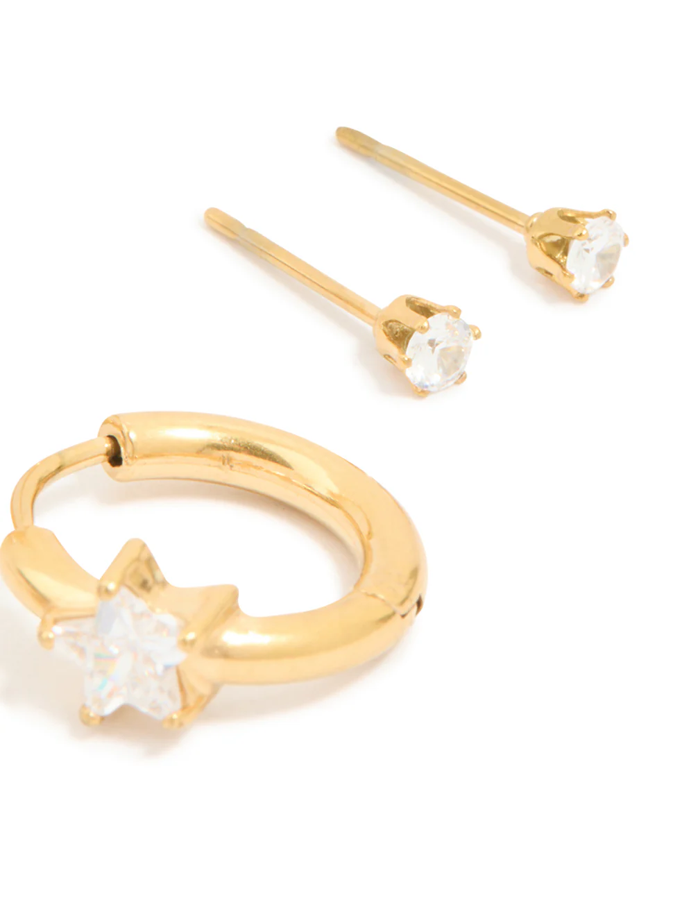 775-waterproof-gold-plated-stainless-steel-cubic-zirconia-huggie-stud-earrings-3-pack-5.webp Waterproof Gold Plated Stainless Steel Cubic Zirconia Huggie & Stud Earrings 3-Pack