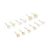 Waterproof Gold Plated Stainless Steel Cubic Zirconia Essential Stud Earrings 6-Pack