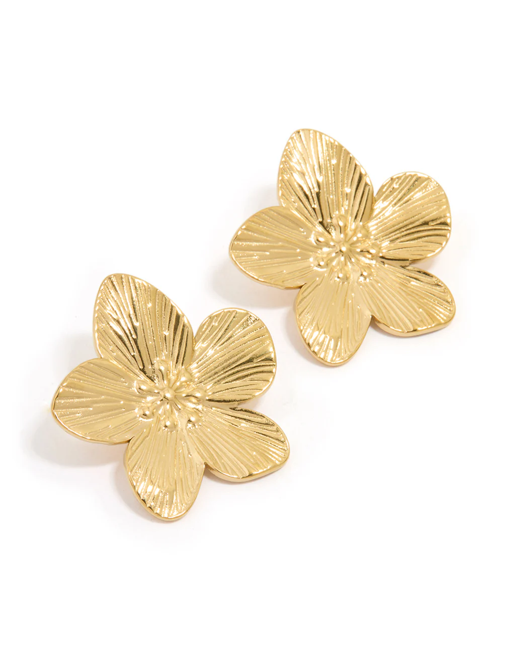 78-waterproof-gold-plated-stainless-steel-textured-flower-stud-earrings-2.webp Waterproof Gold Plated Stainless Steel Textured Flower Stud Earrings