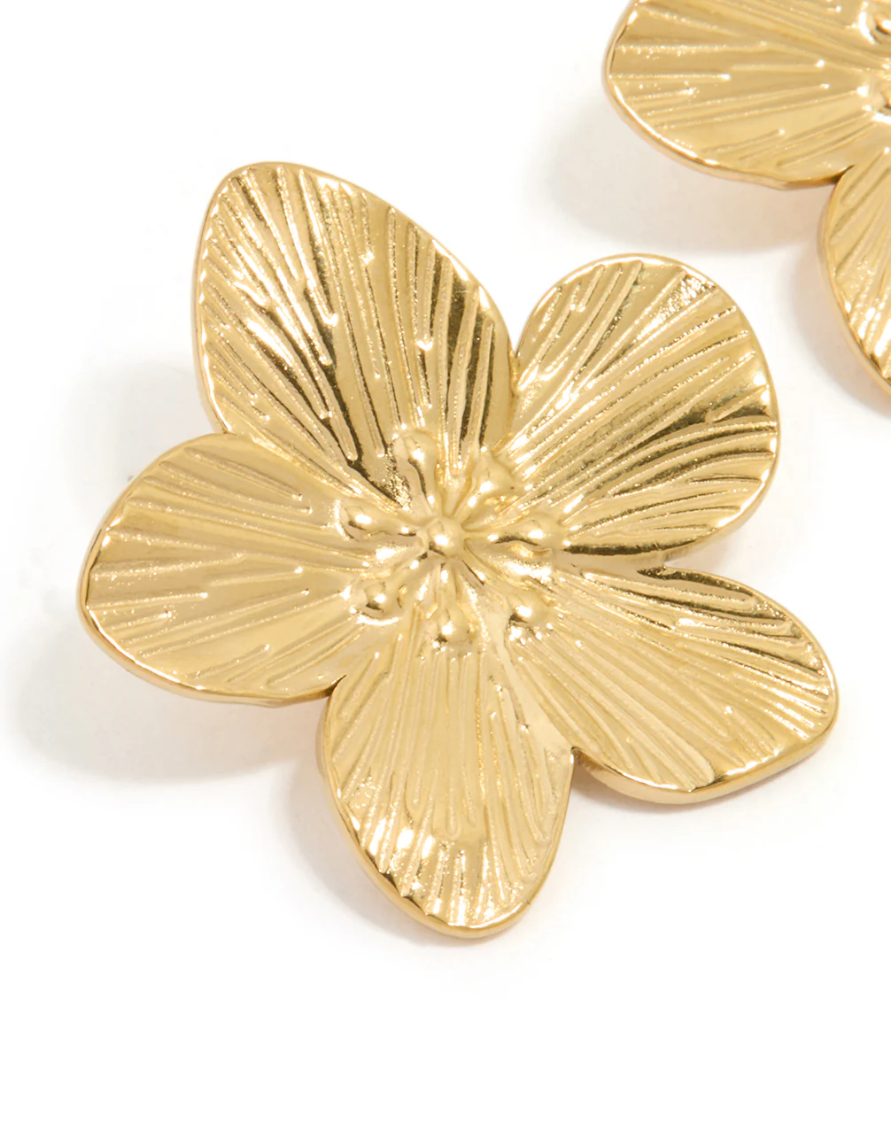 78-waterproof-gold-plated-stainless-steel-textured-flower-stud-earrings-4.webp Waterproof Gold Plated Stainless Steel Textured Flower Stud Earrings