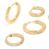 Waterproof Gold Plated Stainless Steel Cubic Zirconia Essential Stacking Huggie Earrings 3-Pack