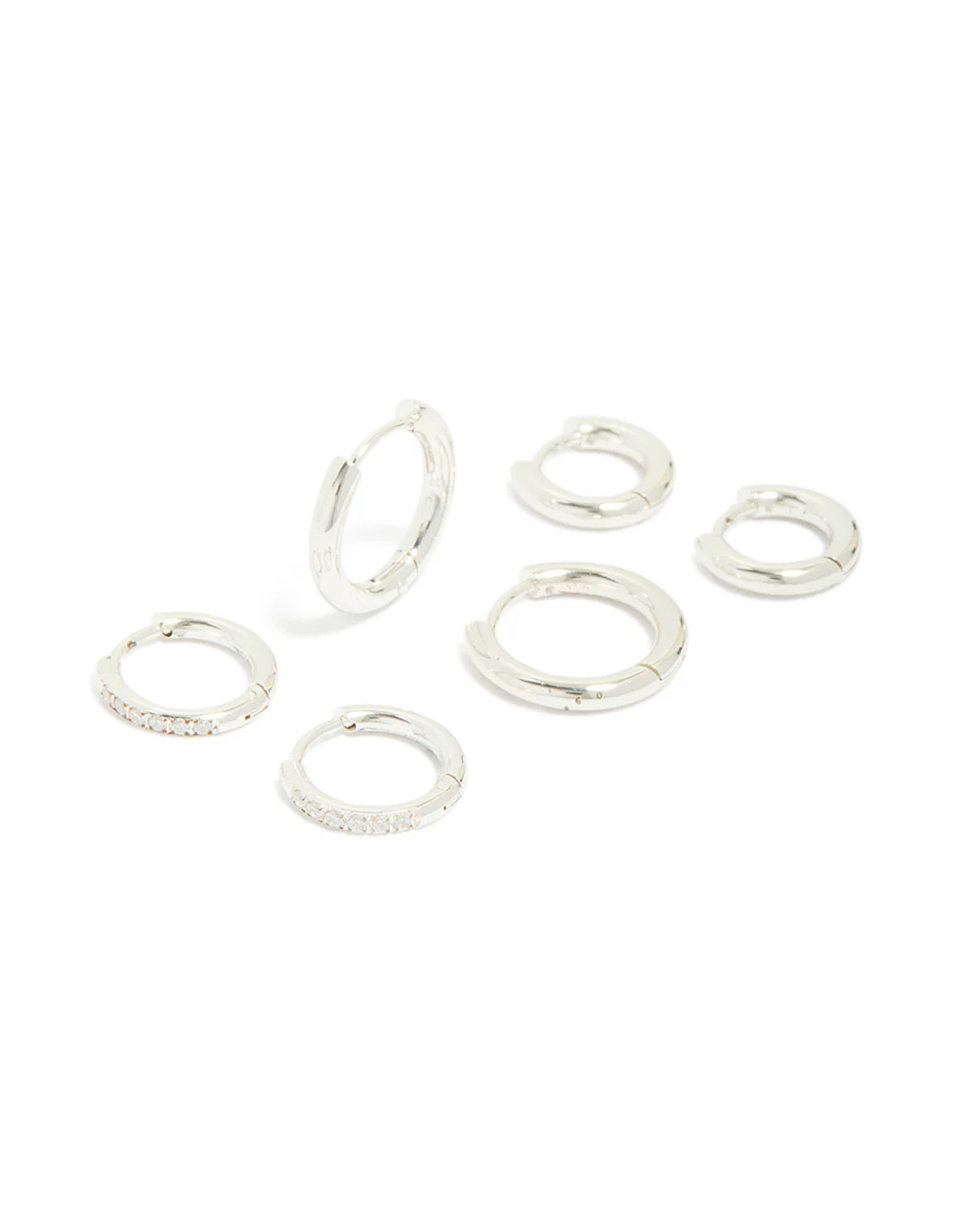 Waterproof Stainless Steel Cubic Zirconia Essential Stacking Huggie Earrings 3-Pack