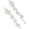 Silver Diamante Thin Floral Drop Earrings