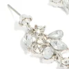 Silver Diamante Thin Floral Drop Earrings