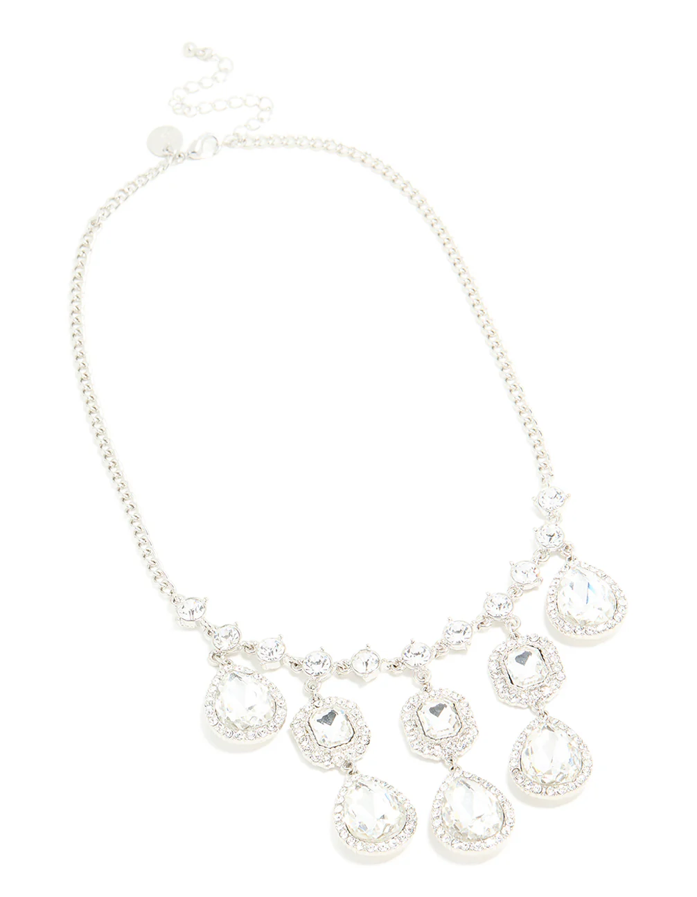 784-silver-diamante-multi-drop-necklace-2.webp Silver Diamante Multi Drop Necklace