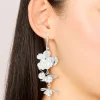 Silver Pearls & Bold Flower Drop Earrings
