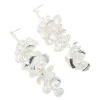 Silver Pearls & Bold Flower Drop Earrings