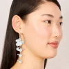 Silver Pearls & Bold Flower Drop Earrings