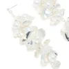 Silver Pearls & Bold Flower Drop Earrings