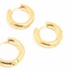 Waterproof Gold Plated Stainless Steel Thick Earrings 3-Pack