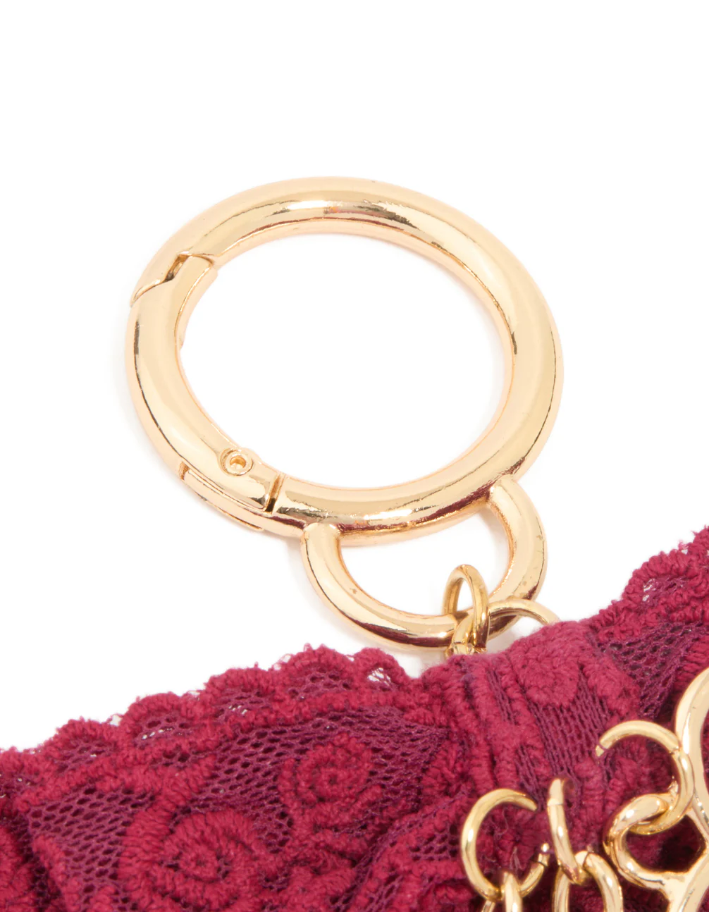 790-red-lace-fabric-bow-hearts-key-chain-3.webp Red Lace Fabric Bow & Hearts Key Chain