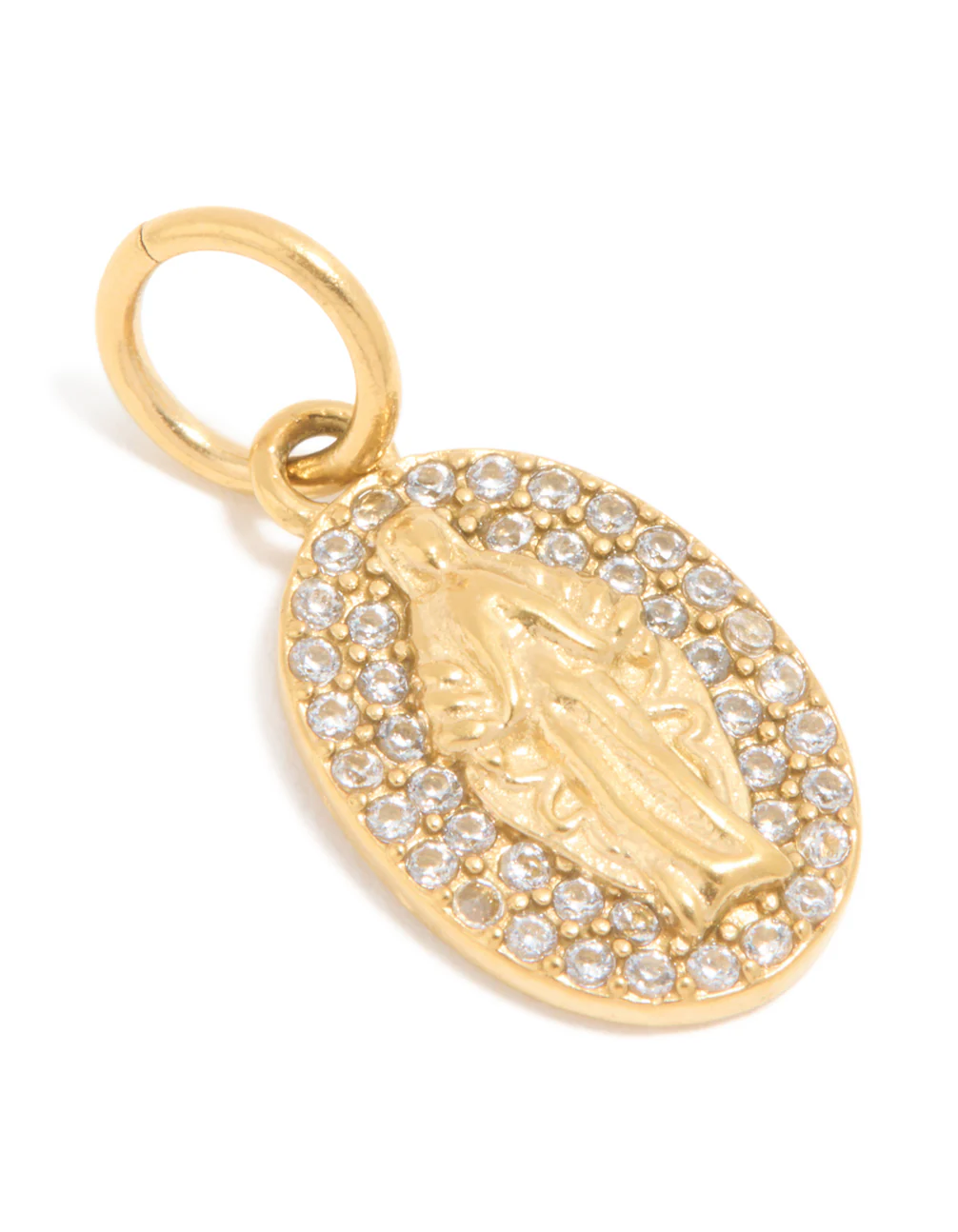 794-waterproof-gold-plated-stainless-steel-cubic-zirconia-mary-charm-1.webp Waterproof Gold Plated Stainless Steel Cubic Zirconia Mary Charm