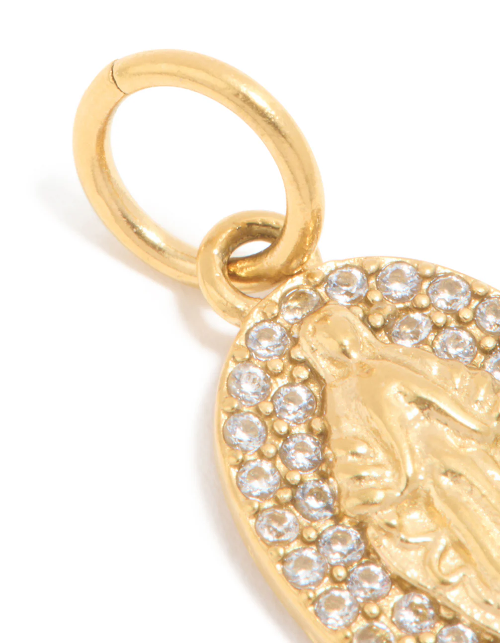 794-waterproof-gold-plated-stainless-steel-cubic-zirconia-mary-charm-2.webp Waterproof Gold Plated Stainless Steel Cubic Zirconia Mary Charm