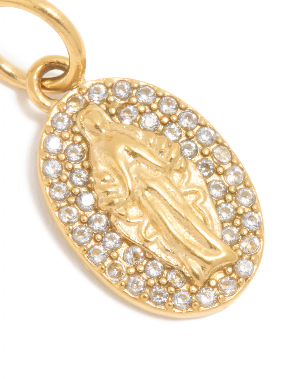 794-waterproof-gold-plated-stainless-steel-cubic-zirconia-mary-charm-3.webp Waterproof Gold Plated Stainless Steel Cubic Zirconia Mary Charm