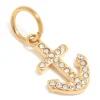 Waterproof Gold Plated Stainless Steel Cubic Zirconia Anchor Charm