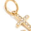 Waterproof Gold Plated Stainless Steel Cubic Zirconia Anchor Charm