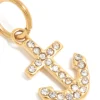 Waterproof Gold Plated Stainless Steel Cubic Zirconia Anchor Charm