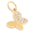 Waterproof Gold Plated Stainless Steel Cubic Zirconia Butterfly Charm