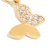 Waterproof Gold Plated Stainless Steel Cubic Zirconia Butterfly Charm
