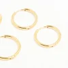 Waterproof Gold Plated Stainless Steel Thin Hoop Earrings 3-Pack