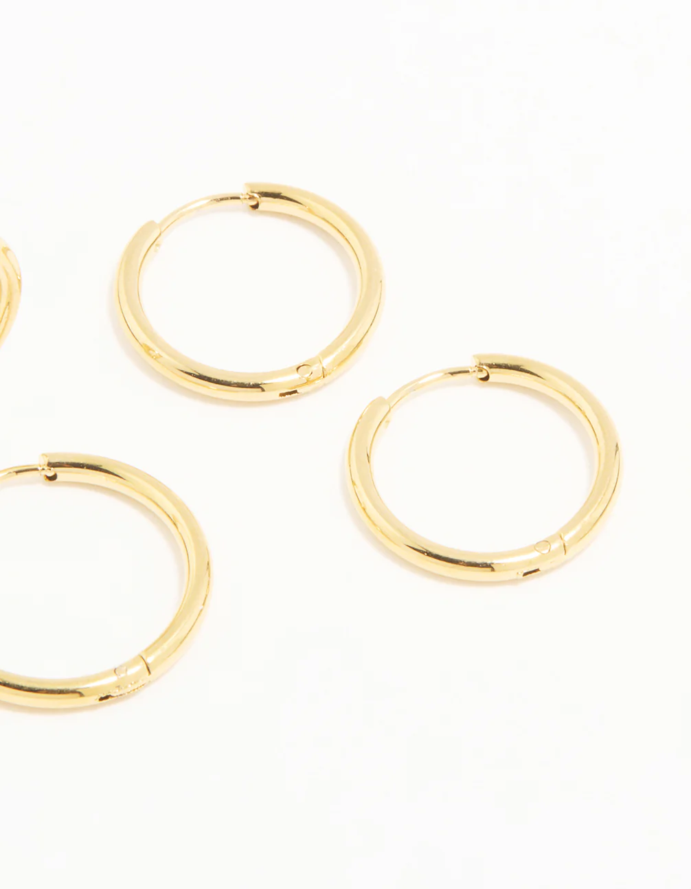 Waterproof Gold Plated Stainless Steel Thin Hoop Earrings 3-Pack