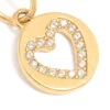 Waterproof Gold Plated Stainless Steel Cubic Zirconia Open Heart Disc Charm
