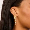 Waterproof Gold Plated Stainless Steel Turquoise Huggie Earrings 2-Pack