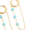 Waterproof Gold Plated Stainless Steel Turquoise Huggie Earrings 2-Pack