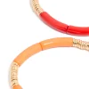 Multicoloured Acrylic With Gold Rings Bracelets 4-Pack