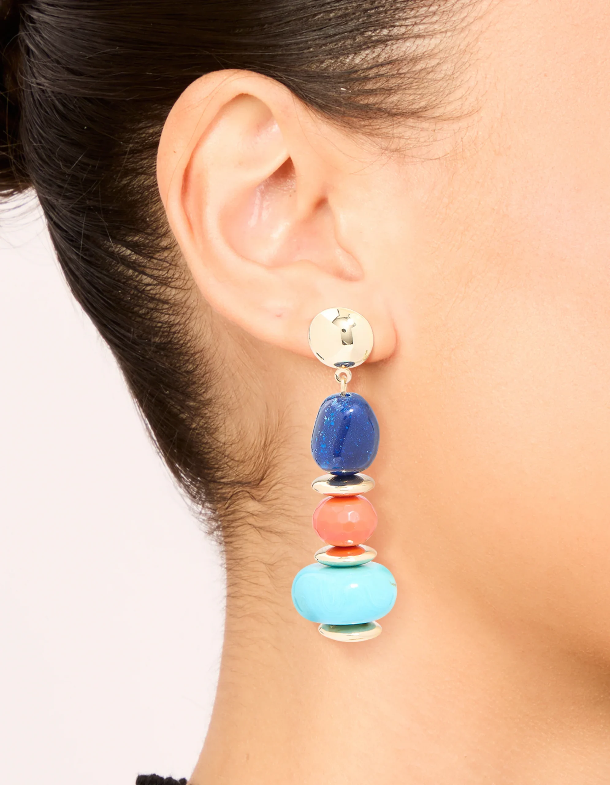 811-gold-blue-orange-acrylic-beaded-drop-stud-earrings-2.webp Gold Blue & Orange Acrylic Beaded Drop Stud Earrings
