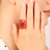 Brown Acrylic & Flower Rings 3-Pack