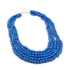 Dark Blue Acrylic Beaded Long Layered Necklace