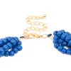 Dark Blue Acrylic Beaded Long Layered Necklace