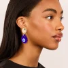 Gold Blue Acrylic Evil Eye Drop Earrings