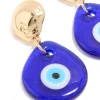 Gold Blue Acrylic Evil Eye Drop Earrings