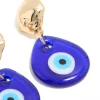 Gold Blue Acrylic Evil Eye Drop Earrings
