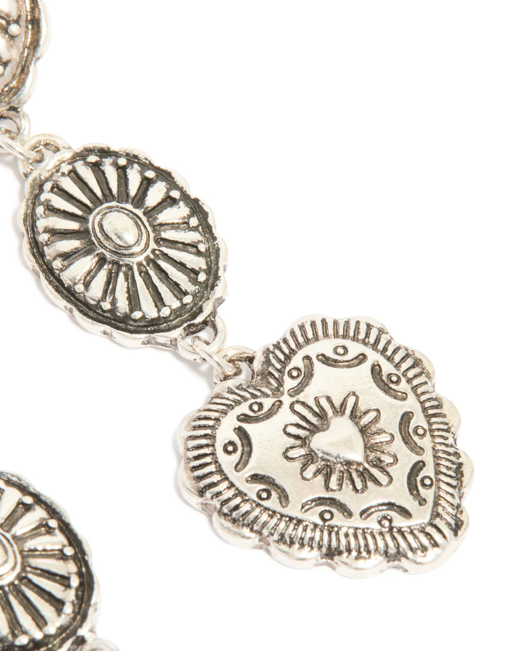 823-antique-silver-textured-circle-heart-drop-earrings-5.webp Antique Silver Textured Circle & Heart Drop Earrings