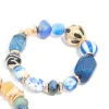 Blue & Green Beaded Pattern Stretch Bracelets 2-Pack
