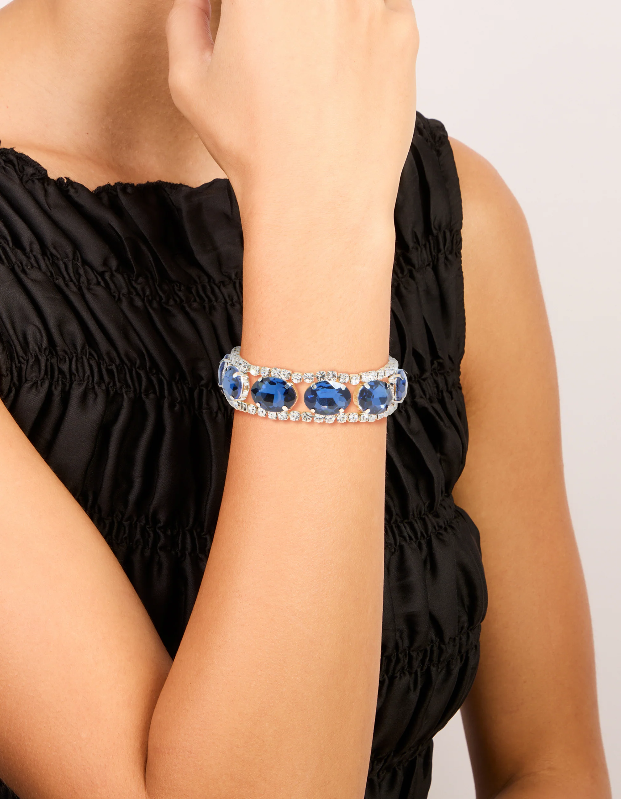 Silver Blue Large Diamantes Bracelet
