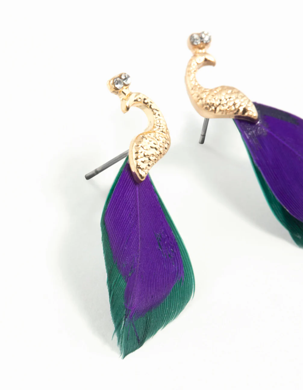 831-blue-green-feather-mini-peacock-earrings-2.webp Blue Green Feather Mini Peacock Earrings