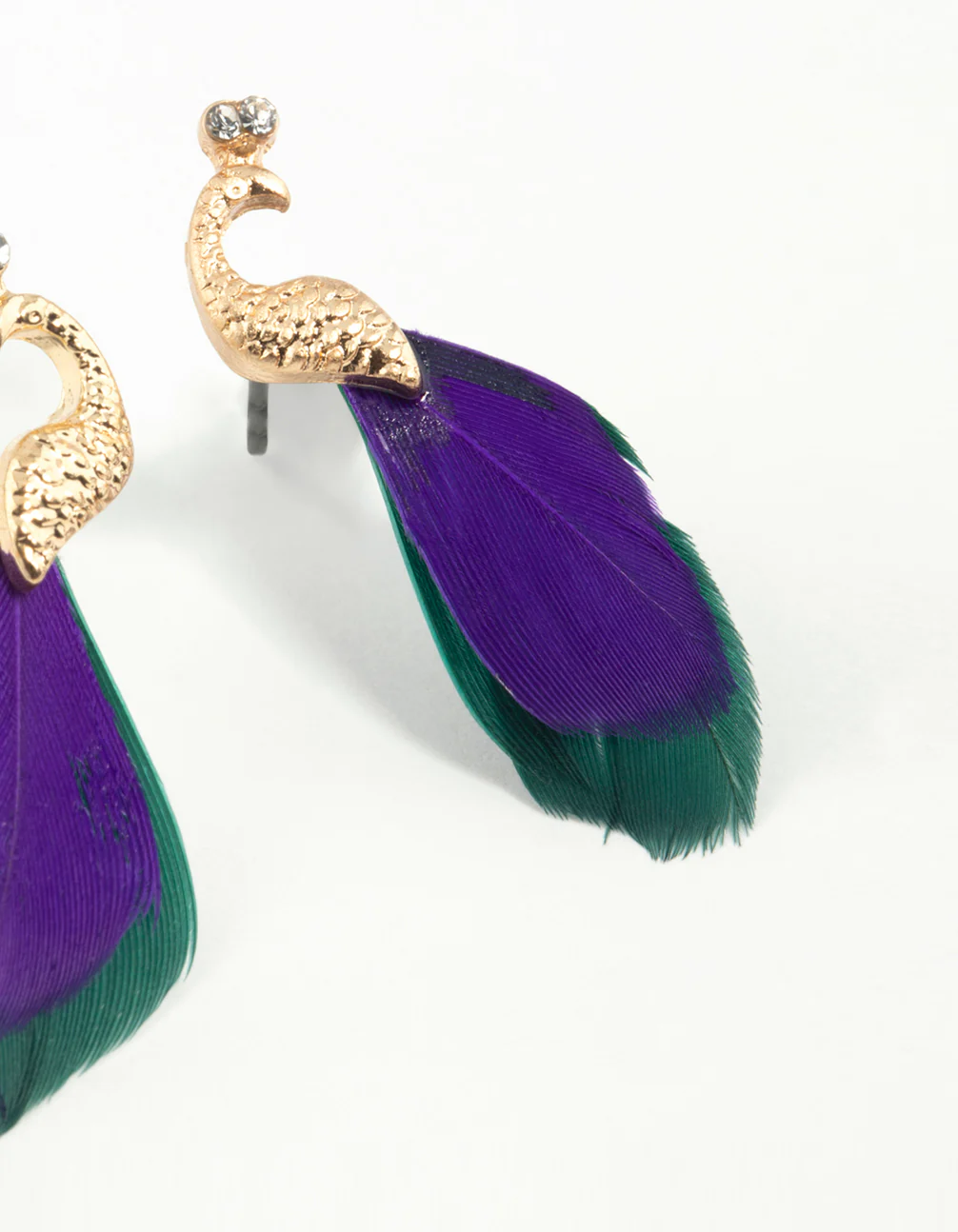 831-blue-green-feather-mini-peacock-earrings-3.webp Blue Green Feather Mini Peacock Earrings